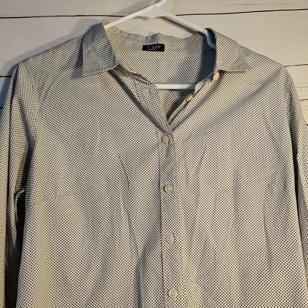 J.Crew Button‎ Down Shirt Dotted Pattern Long Sleeve Career Casual